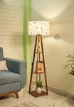 Crosscut Furniture Wooden Floor Lamp with Shelf (Farm Petals) LED Bulb Included- Diwali Decoration Items