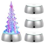 LED Display Base for Crystals Glass Art Colorful Display Base Stand Glass Art Crystal Holder 4pcs (without Battery)