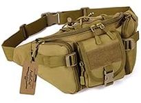 ArcEnCiel Tactical Fanny Pack for Men Waist Bag Hip Belt Outdoor Hiking Fishing Bumbag with Patch (Coyote Brown)