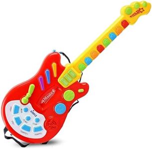Dimple Kids Handheld Musical Electronic Toy Guitar for Children Plays Music, Rock, Drum & Electric Sounds Best Toy & Gift for Girls & Boys (Red) (Single)