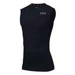 TCA Men's HyperFusion Compression Shirt Base Layer Workout Training Running Gym Compression Vest Under Shirt - Compression Vest Men, Compression Tops for Men, Compression Shirt Men - Navy Blazer, XL