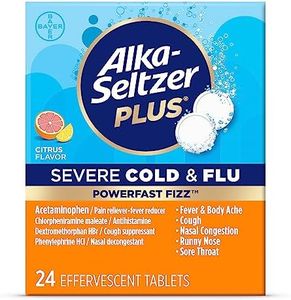 Alka-Seltzer Plus Severe, Cold & Flu Medicine, Citrus Effervescent Tablets, Nasal & Sinus Congestion, Sneezing, Runny Nose, Cough, Sore Throat 24 Count, Packaging May Vary