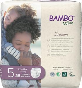 Bambo Nature Premium Eco-Friendly Baby Diapers, Size 5 (27-40 Lbs), 25 Count