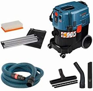 Bosch Professional aspirateur eau et poussière GAS 35 M AFC (sac jetable, coude, set suceurs droit pour sols Ø 35 mm, 1 filtre plissé plat PES, 3 tubes 0,35 m, flexible 5 m avec manchon)