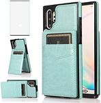 Phone Case for Samsung Galaxy Note 10 Plus Note10+ 5G with Tempered Glass Screen Protector and Credit Card Holder Wallet Cover Stand Leather Cell Note10 + Notes 10+ Ten Not S10 10Plus Women Men Green