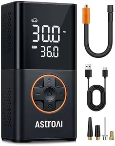 AstroAI Tyre Inflator Cordless Air Compressor, Portable Electric Bike Pump 150 PSI, with Digital Dual Values Display, Pressure Gauge, LEDLight, Rechargeable Tyre Pump for Car, Bike, Motorbike, Ball