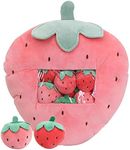 Nenalayo Cute Throw Pillow Stuffed Strawberry Toys Removable Fluffy Creative Gifts for Teens Girls Kids