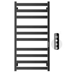 Colliford Towel Warmer,Stainless Steel Towel Warmer Rack for Bathroom -10 Bars Wall Mounted Towel Heater with Intelligent Touch Screen Timer, Hard Wired/Plug-in, Black