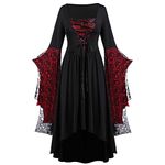 Lace Dresses for Women Summer Fall Long 3/4 Butterfly Sleeve Skeleton Maxi Long Midi Plus Size Happy Holiday Halloween Victorian Dresses Ladies Clothing Fashion S