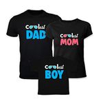TheYaYaCafe Yaya Cafe Family T-Shirts Coolest Dad Mom Boy for Mom, Dad and Kid/Son Set of 3 - Black-Mom S-Dad L-Kid 6-9 Months