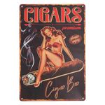 GLOBLELAND Vintage Pin Up Lady Metal Tin Sign 8×12inch Retro Cigar Funny Tin Room Door Sign Cave Signs Art Plaque Poster Wall Decor for Home Bars Cafe Pubs Club Decoration