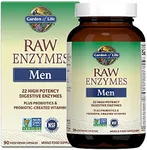 Garden of Life 22 Digestive Enzymes for Men with Bromelain, Papain & Lactase Plus Probiotics & Whole Food Vitamins B12, Biotin & Zinc – RAW Enzymes – Non-GMO, Gluten-Free, Vegetarian, 90 Capsules