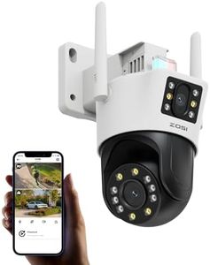 ZOSI Cámara de Vigilancia WiFi Exterior con Doble Lente 4MP+4MP, Pan 355° Tilt 140°, Detección de Persona/Vehículo, Auto-Seguimiento, Audio Bidireccional, Visión Nocturna en Color, C298 Pro