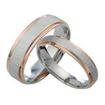 Gemini Free Engrave Groom & Bride Muti Tone Rose Gold & Silver Couple Promise Anniversary Wedding Ring Set