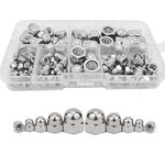 100 Pcs Stainless Steel Acorn Dome Head Hex Nuts,Head Cap Nut M8 M6 M5 M4 M3 Dome Hex Cap Nuts,Hexagon Acorn Nuts, Nuts Assortment Kit,Round Fastening Domed Cap(Silver)