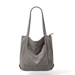 KALIDI Corduroy Tote Bag with Zipper Waterproof Cord Tote Bag for Women with Pockets Compartments Large Capacity Shoulder Bags Handbags for School Work Shopping Travel Daily Use (grey2)