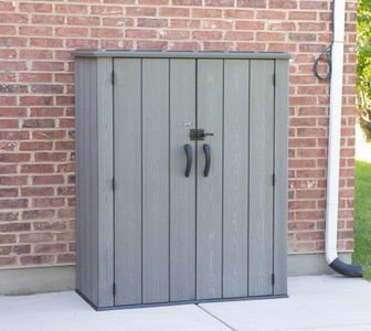 Lifetime Vertical Storage Shed, 53 Cu Ft – Brown Roof, 74x142x174 cm