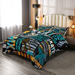 BMX Comforter Set Skateboard Down Comforter Sports Games Bedding Sets for Kids Boys Brick Wall Gradient Graffiti Bicycle Duvet Insert with 1 Comforter and 1 Pillow Case Twin Size Teal Yellow Black