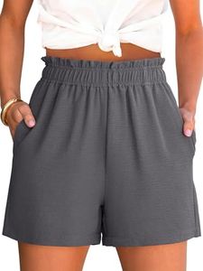 ANRABESS Shorts for Women Summer Casual Elastic High Waisted Dressy Lounge Shorts Comfy Bottoms 2025 Beach Vacation Clothes Dark Gray Large