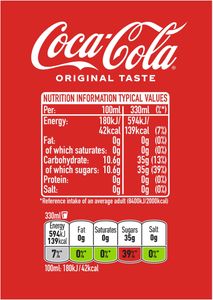 Coca-Cola Original Soft Drink, 24 x 330ml Cans