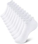 Somaibo 10 Pairs Kids Socks for Boys Girls Low Cut Athletic Ankle Socks Half Cushioned Crew Cotton No Show Socks 10-12 Years White