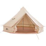 TOMOUNT Bell Tent 4m Cotton Teepee 4 Person Large Room Family Yurt Tent with Zipper in Groundsheet and Stove Jack for Tent Stove good for Carnival, Party, Music Festival, Picnic