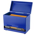 2Fold Supply Stainless Steel Pencil Dispenser - for Bulk Pencil Storage and Dispensing - Custom Pencil, Inspirational, Classroom and Chalkboard Marker Labels Included - Holds up to 200 Pencils - Blue