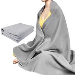 IEADEN Polar Fleece Yoga Blanket - Bicolour and Reversible Design, Versatile Blanket for Yoga, Meditation, Camping, Travel - 60”x80”, Warm & Soft (Grey)