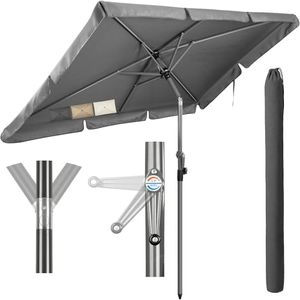Menz SunnyShade Balkonschirm Roma mit Kurbel, Sonnenschirm Balkon 210x140 cm, Sonnenschirm rechteckig, UV 50+ Sonnenschutz Balkon, mit Schutzhülle, knickbar und höhenverstellbar, Anthrazit
