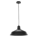 Globe Electric 65155 1-Light Industrial Warehouse Pendant, Matte Black, E26 Base Socket, Kitchen Island, Café, Decorative, Ceiling Hanging Light Fixture, Modern, Vintage, Bulb Not Included