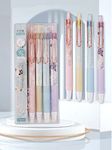 Penny Wise® | Trendy Pastel Floral Gel Pen Set Of 4 | 0.5 MM Tip | Reffilable & Reusable | Quick Dry, Smudge Proof | Black Ink Classy Gold Clip Matt Finish Body Smooth Writing.