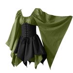 Women Renaissance Dress with Corset Skirt Archer Irish Overskirt Fancy Dress Medieval Elf Fairy Halloween Costume