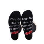 PXTIDY Funny Quote Socks This Guy Has an Awesome Girlfriend Crew Socks Birthday Valentine's Day Gifts Boyfriend Gag Gifts