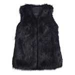 Faux Fur Vest for Women Winter Thick Warm Outdoor Sleeveless Furry Jackets Lightweight Casual Fluffy Waistcoat Outwear, B# Black, Medium