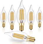 Hizashi E12 Candelabra Bulb 60 watt 2700K Soft Warm White, Dimmable E12 LED Bulb, 90+ CRI 6W 550LM, CA11 Flame Tip LED Chandelier Light Bulbs Candelabra Base, UL Listed - 6 Pack