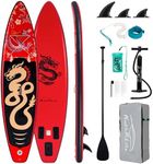 FEATH-R-LITE Stand Up Paddle Boards 11ft Inflatable Paddleboards for Youth&Adults with Accessories Including Adjustable Paddle, Backpack, Pump, Leash, Fins (Red Dragon)