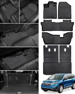 Floor Mats & Cargo Liner for Honda Pilot 2022 2021 2020 2019 2018 2017 2016, All Weather Floor Mats for Honda Pilot 8 Seats, Trunk Mat with Backrest Mat for Honda Pilot Accessories 2016-2022