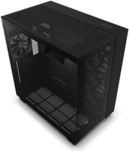 NZXT H9 Flow Dual-Chamber ATX Mid-Tower PC Gaming Case – High-Airflow Perforated Top Panel – Tempered Glass Front & Side Panels – 360mm Radiator Support – Cable Management – Black