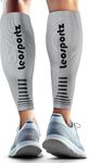 Leosportz Calf Support Shin Brace Support - Shin Splints Compression Sleeves for Men & Women | Leg Compression for sports Gym Running Cycling Jogging Workout Pain Relief Injury (Grey, L)
