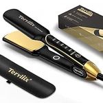 Terviiix Pure Titanium Hair Straighteners, ARC Non-Snagging Straightening Iron for One Swipe, 24K Salon Wide Flat Iron for Thick Hair & Curly Hair, Ultra Fast Heating, Dual Voltage, Auto Off (UK Plug)