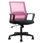 FDW Home Office Chair Ergonomic Desk with Lumbar Support Armrests Mid-Back Mesh Computer Executive Adjustable Rolling Swivel Task (Pink)