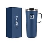 IRON °FLASK Grip Coffee Mug - Leak Proof, Vacuum Insulated Stainless Steel Bottle, Double Walled, Thermo Travel, Hot Cold, Water Metal Canteen - Twilight Blue, 24 Oz - Classic Bottom