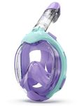 G2RISE Snorkel Set Kids Full Face Snorkeling Mask, Masque de plongée Enfant, 180 Degree Panoramic View, Anti-Fog &Anti-Leak (Purple Green)