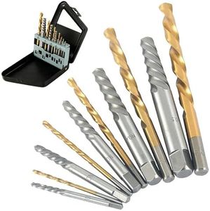 YUENTOEN 10 Piece Screw Extractor Kit, Cobalt HSS Left Hand Drill Bits Set, Ez Out Stripped Screw Set for Removing Broken Bolt and Rounded Nut