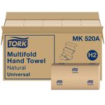 Tork Universal MK520A Multifold Paper Hand Towel, 1-Ply, 9.5" Width x 9.13" Length, Natural, (Case of 16 Packs, 250 per Pack, 4,000 Towels)