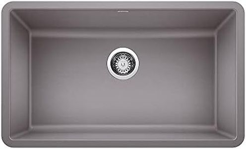 BLANCO 442536 Precis SILGRANIT Undermount Kitchen Sink, Metallic Gray