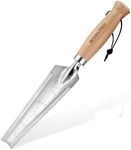 WORKPRO 12.5" Weeder Puller Tool with Wood Handle, 4-in-1 Polished Stainless Steel Garden Trowel, Hori Hori Garden Knife for Easy Weeder Removal, Planting, Weeding, Small Gardening Hand Tools