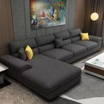 EverCozy - Italino 5 Seater Premium L Shape Fabric Sofa (Left Side Lounger, Dark Grey) | 5 to 6 Person Sofa | Sofa Set for Living Room, Bedroom Home, Office Furniture | 1 Year Warranty