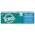 Tom's of Maine Simply White - Refreshing Peppermint - Fluoride-Free Natural Whitening Toothpaste Fights Tarter and Plaque to Whiten Teeth Naturally - 2 Pack, 85 mL