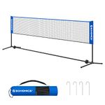 SONGMICS SYQ500V2 5 m Badminton Net, Volleyball Net, Adjustable Poles in Height, Portable Set for Tennis, Beach-Volleyball, for Garden, Park, Outdoor, Blue